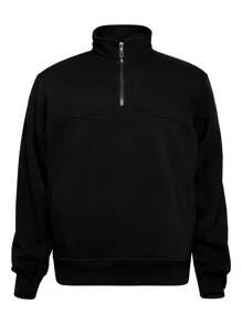 Men's Quarter Zip Pullover Hoodie - Multiple Colors Available - 黑色 - 查看 1