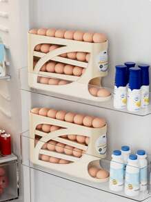 1 件创意四层自动鸡蛋滚动架，大容量厨房鸡蛋储存整理器，带滑轨，多层鸡蛋架，适用于冰箱、厨房、派对、复活节彩蛋收集 - 彩色 - 查看 6