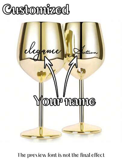1pc Custom Wine Glass, Custom Stemware, Custom Red Wine Glass, Custom Champagne Glass, Unbreakable Stainless Steel Wine Glass, 18 Oz Large Capacity, Customizable Name And Personalized Text, Reusable, Hand Wash Only, Family Dinner, Wedding Anniversary, Wedding Decoration, Multi-Function, Multi-Purpose, Wedding Champagne Glass, Engagement Gift, Unique Gift For Men, Women, Boyfriend, Girlfriend, Family, Friends, Sisters, Brothers,Multi-Functional, Ornamental,Reusable,Exquisite,Stylish,High-Quality,Colorful,Modern,Custom,Personalized,Unique,Ideal Gifts For Him,Ideal Gifts For Her,Boyfriend,Dad,Girlfriend,Mom,Family,Friends,Tea Room,Home,Garden,Office,For Anniversaries,For Valentine's Day,For Mother's Day,For Birthdays,For Father's Day,For Graduation,For Weddings,For Housewarming,Barware & Wine Making