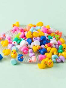 100 pezzi/set - Mini statuette di anatre, anatre in resina micro, anatroccoli in plastica mini, adatti per case delle bambole, giardini delle fate, decorazione per acquari