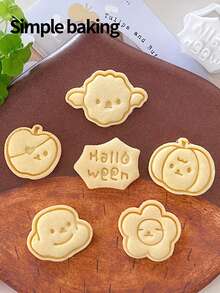 قطاعة بسكويت ميني ذات موضوع هالوين جميل، قوالب بسكويت للأطفال والوالدين، ديكورات حفلة العطلة، أختام بسكويت بنقوش اليقطين والتفاح والخفافيش، وقالب تشكيل البسكويت