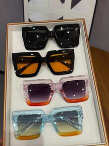 4 件装女士时尚大框方形眼镜 方形墨镜