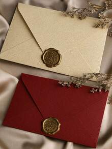 纯色纸质信封，带蜡封贴纸，复古多用途办公信封，婚礼请柬，情书，贺卡，新年朋友礼物，带蜡封的信纸