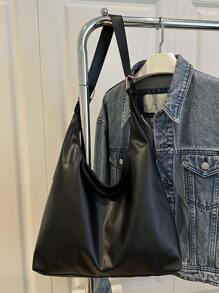 时尚超大号女士手提单肩包，优质设计女士手提包 - 黑色 - 查看 7