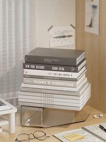 1 cái Giá sách để bàn màu xám, trong suốt bằng acrylic trong suốt Giá để sách học sinh Giá để đồ văn phòng Ký túc xá Giá để đồ tài liệu - Nhiều màu - Xem 4