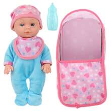 9 英寸逼真重生娃娃，四肢灵活，包括娃娃衣服、床和奶瓶，适合儿童角色扮演玩具、节日和生日礼物（含娃娃） - 彩色 - 查看 10