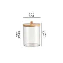 2pcs Transparent Cleaning Swab Storage Box, Multifunctional Organizer Jar With Bamboo Lid - Clear - View 3