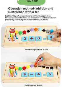 1 套儿童多功能算术玩具，颜色匹配，10 以内加减法，早期数学学习和教育游戏，儿童礼物 - 彩色 - 查看 9