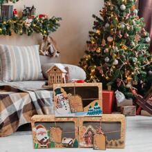 3/6/9/12PCS Christmas Gift Box Set With A PVC Transparent Window, Rectangular Storage Box For Cookies And Candies, Made Of Kraft Paper, Featuring A Gingerbread House Design, Perfect For Holiday Party Favors And Home Decor Storage Christmas Christmas Decorations Christmas Pajamas Christmas Gifts Christmas Decor