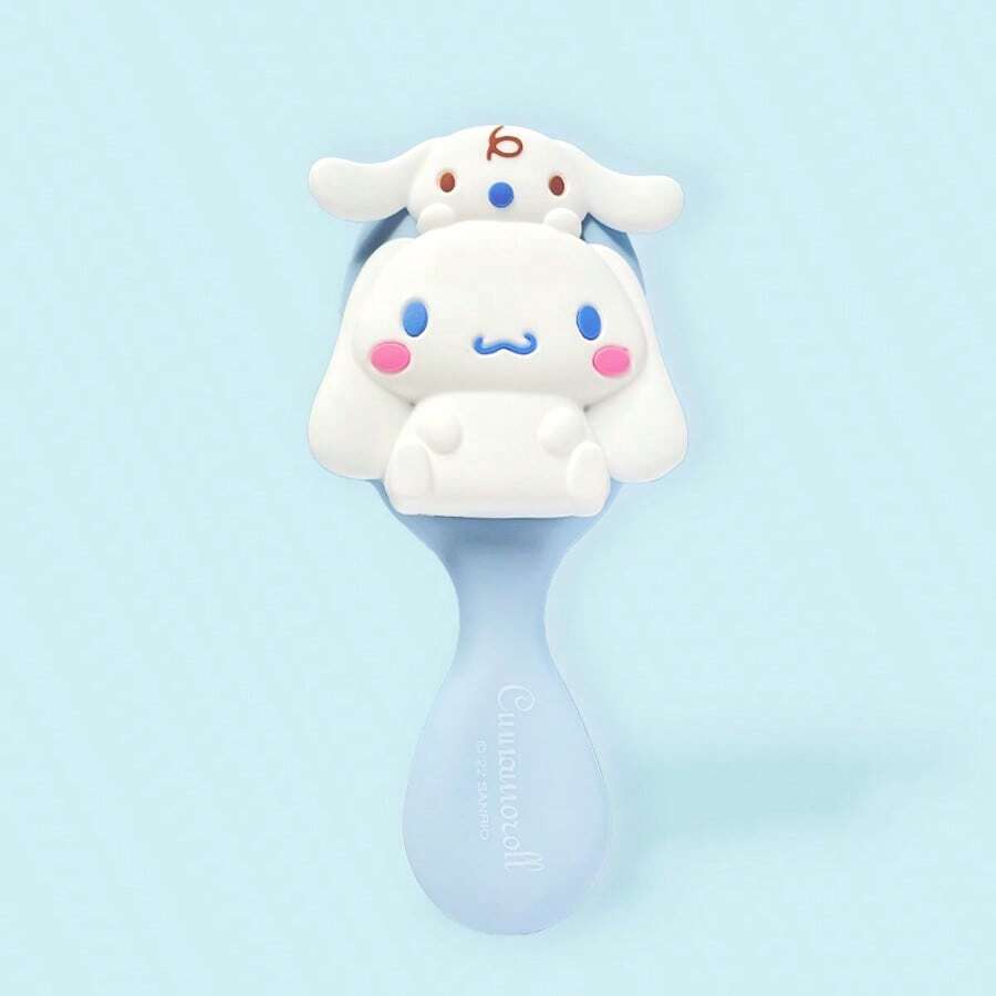 MINISO 三丽鸥肉桂卷 3D 按摩气垫发梳，柔软硅胶刷毛和防静电设计，可爱的粉色蝴蝶结印花，非常适合日常护发、头皮按摩和送礼（1 件） - 白色 - 查看 1