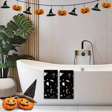2/4 Pcs Set, Dish Towels, Pumpkin Face Print Microfiber Modern Absorbent Cloth, Halloween, Cooking And Baking Tea Towels, Printed Dish Cloths, Cleaning Towels, Hand Towels, Super Soft And Highly Absorbent, Gift For Neighbors, Moms, Friends, Birthday, Halloween, Housewarming, Kitchen Decor, Household Essentials