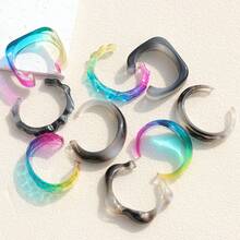 1 Pcs Iridescent Gradient Acrylic Cuff Bracelet  Statement Jewelry For Summer & Streetwear Looks - 彩色款式四 - 查看 2