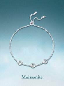 rainonme 1pc 1.5ct Moissanite Bracelet For Women Blingbling Elegant Party 925 Sterling Silver And Earrings All Seasons High-Quality Women's Jewelry, Ideal Choice For Daily Wear And Vacation, Exquisite Birthday Gift, Engagement Wedding Anniversary Birthday Christmas Gifts Special Occasions Day Gift, Sparkling Gorgeous Jewelry, Graduation Seasons Gifts, 2025 Summer Beach Vacation Style Jewelry - Bubbles - View 1