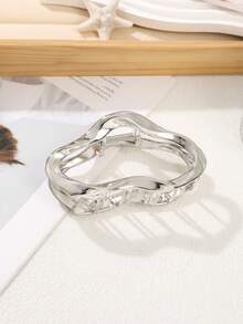 1pc Plain Hollow Metal Hair Claw (Slight Scratches Are Normal, Internal Texture Is Random), School Stuff, College Fall Winter Hair Clip Claw Clip Hair Accessories For Women For Vacation Outfits Woman - Silver - View 6