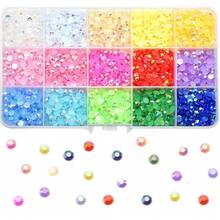 8900pcs/Box Nail Art Rhinestones, 15 Colors 3mm Flat Round Resin Rhinestones, Shiny DIY Nail Decoration Accessories Nails - Multicolor - View 8