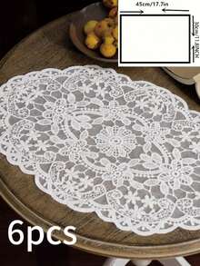 1/4/6 pièces Napperons en dentelle brodée française, style minimaliste vintage pour la cuisine, la table à manger, les tasses, les bols, les assiettes. Convient pour les mariages, les hôtels, les fêtes et les dîners à la maison - Multicolore - Voir 13