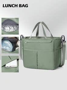 Floless 女士午餐袋，多口袋可重复使用保温午餐盒，女士成人男士午餐袋，10L 女士保温午餐盒，防漏午餐冷藏袋，女士午餐袋，大号手提箱，男女皆宜的餐食准备露营成人午餐盒，适合工作、野餐、海滩或旅行，适合学校的包，学校配件，学校用品，学校午餐盒 - 彩色 - 查看 8