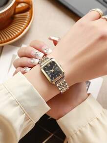 Women's Luxury Stainless Steel Band Casual Square Quartz Wristwatch, Fashion Business Style - Multicolor - View 14