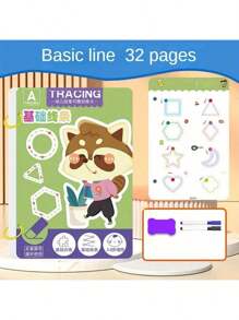 1 Set Reusable Educational Workbook With 2 Pens And 1 Eraser Board - Perfect For Children Drawing And Control Training, 2025 New Year Gifts, Christmas Gifts