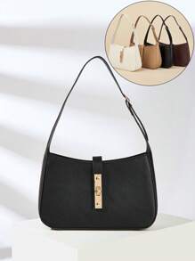 1 件女士简约腋下单肩法棍包，可调节肩带尺寸单肩包，简约带扣方形包，适合日常、工作、派对使用，理想的礼物选择