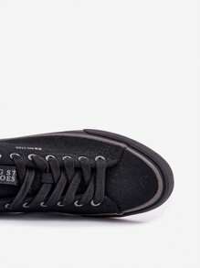 男士时尚百搭休闲简约帆布鞋 - 黑色 - 查看 7