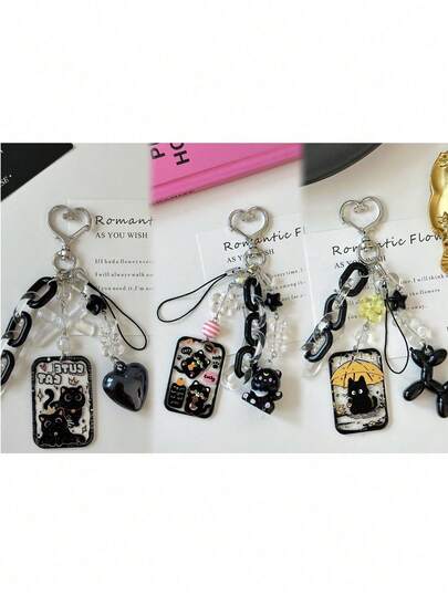 Original Black Cat-seriens nyckelring, akryl kattballong söt husdjursväska-berlock, presenter till vänner, samling, minnesföremål, högtidsgåvor