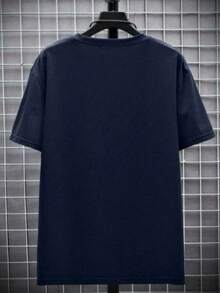 Camiseta Masculina Cristã Gola Redonda Com Estampa de Yeshua Algodão Premium 30.1 Camisa - Azul Marinho - Visão 3