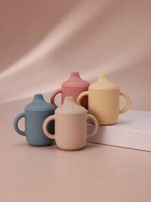 PopLittleOne 1PC Baby Silicone Sippy Cup With Double Handle Portable Water Bottle For Kids Feeding Learning Baby Items Leakproof Baby Cups - Multicolor - View 8