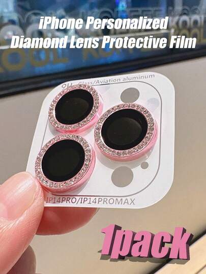 1PACK Glitter Pink Diamond Camera Lens Protector With Metal Ring, Ultra HD Lossless Image Quality, Multi-Layer Design To Protect Lens, Premium Adhesive Won't Fall Off, Compatible With IPhone 17 Pro Max/17 Pro/17 Air/17/16 Pro Max/16 Pro/16 Plus/16/15 Pro Max/15 Pro/15 Plus/15/14/13/12 And More
