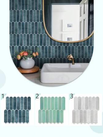 COMMOMY 1/10/20 件 - 3D PVC 鱼鳞即撕即贴瓷砖墙贴 - 30 X 30 厘米，防水墙贴 - 适用于浴室、厨房、客厅墙壁装饰墙贴，家居 DIY 装饰，多种颜色可供选择