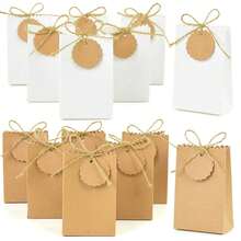 10/20/30pcs Kraft Paper Candy Bags With Tags Wedding Favors Gifts Packaging Bag Boxes For Kids Birthday Baby Shower Party Decor