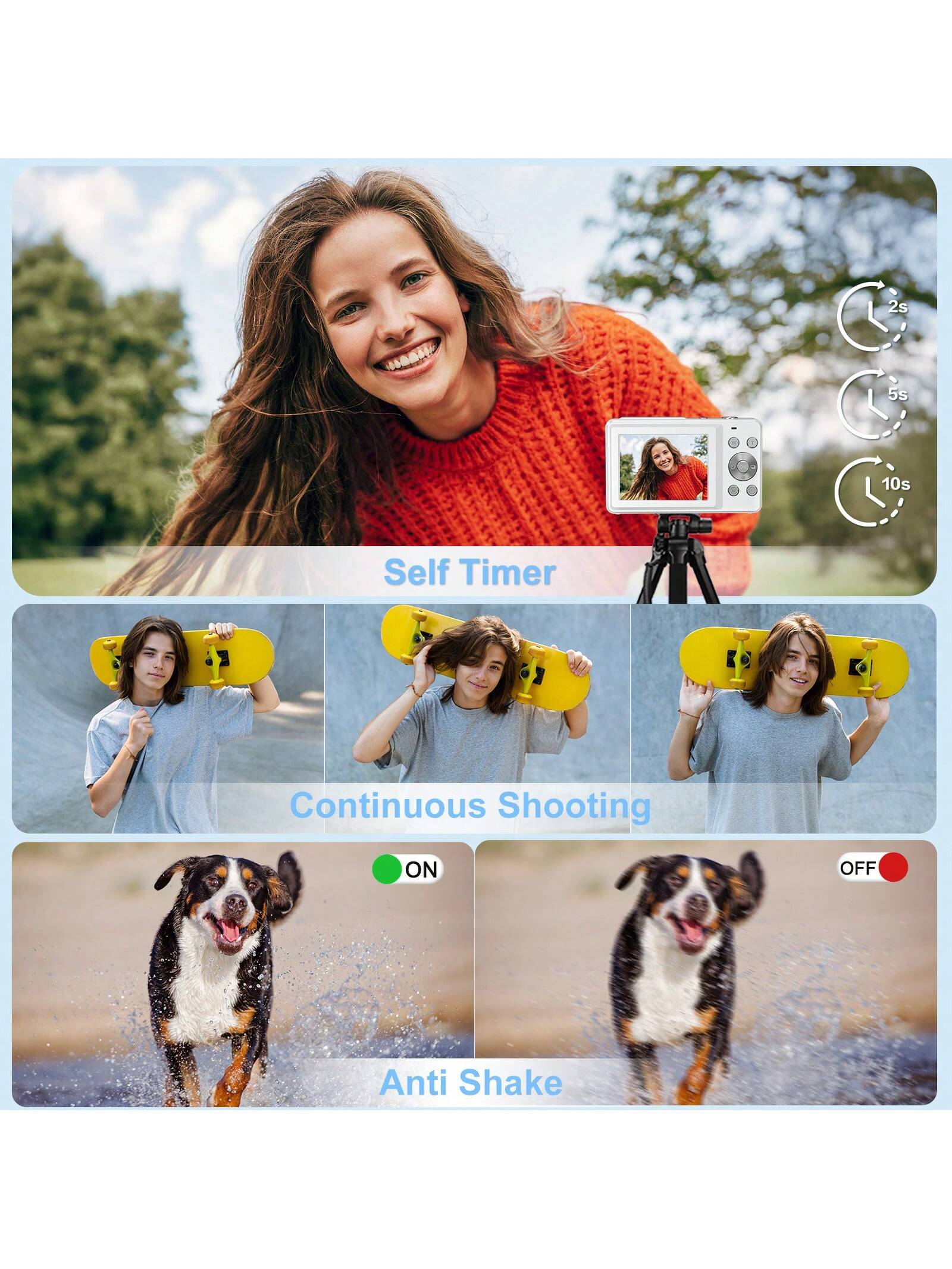 مجموعة كاميرا رقمية CAMKORY + حقيبة الكاميرا، كامي...