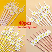 20/40 根雏菊纸吸管，粉色/黄色/紫色/白色，花形吸管 - 优质牛皮纸，粉色色调，婚礼必备，适合夏威夷派对、家庭聚会、生日、派对用品和婚礼装饰。 - 彩色 - 查看 18