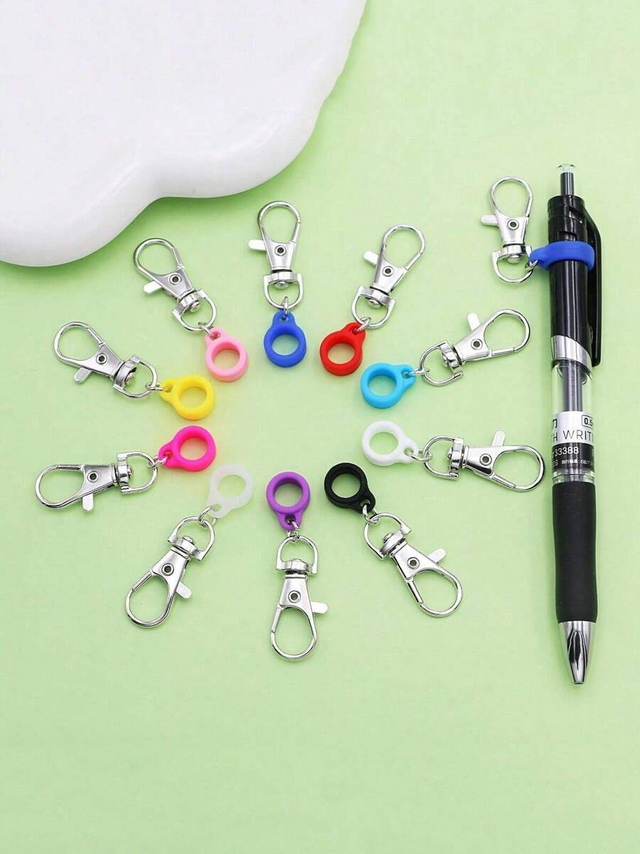 1/3/5/10 件，彩色笔筒夹，硅胶手柄，金属龙虾扣附件，用于护士徽章卷轴和挂绳，返校