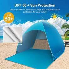 UPF 50+ Portable Beach Tent With 6 Pegs, Lightweight And Durable, Effective Sun Shade, Perfect Gift For Christmas, Halloween, Thanksgiving. Oval-Shaped UV-Blocking Beach Canopy, Suitable For Family Beach And Outdoor Activities, Available In Various Vibrant Colors, Fashionable Design, Easy To Set Up, Essential Summer Sun Protection Accessory. - Multicolor - View 3