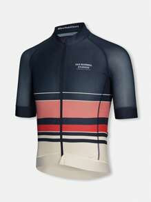 PNS CYCLING PNS CYCLING Men's Cycling Jersey, Striped Print Contrast Color High Elasticity Breathable Quick-Dry Short Sleeve Shirt, Tight Fit Aerodynamic Competition Cycling Top, Suitable For Racing And Outdoor Cycling