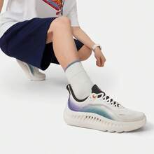 Li-Ning Herren SOFT COOL 2 Memory Foam Schnürschuhe, klassische Lässig Schuhe für Pendeln und Mode, AGLV009 - Milchweiß/tiefes Seeblau/kräftiges Lila - Übersicht 4