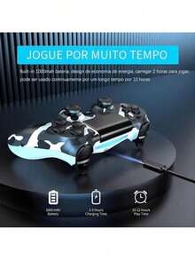 PlayStation Dualshock 4 Camouflage Wireless Controller With Chargeable Cable - Black and White - View 4