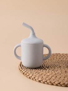 PopLittleOne 1入組矽膠嬰兒水杯，兩個手柄的學習杯可供嬰兒餵食，可攜式嬰兒餐具