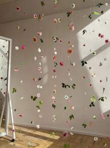 50pcs/Set Hanging Flower Garland Kit DIY Ceiling Flower Set DIY Flower Curtain Material Simulation Flower Pendant Ornaments Floating Flower Wall Hanging Backdrop Photography Design For Wedding Birthday Room Layout Gifts Graduation, Suspended Flower DIY Flower Curtain,DIY Wedding Arch,Artificial Flower Door Curtains