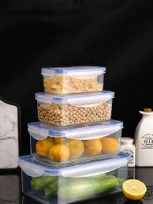 4个微波炉适用塑料食品储存容器，密封蔬菜水果午餐盒 - 彩色 - 查看 4