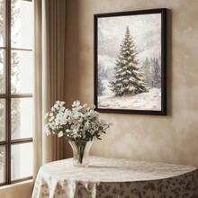 1pc Framed/Unframed Vintage Christmas Tree Poster Festival Cozy Wall Art Canvas Print Minimalist Retro Winter Xmas Holiday Farmhouse Decor Rustic Painting For Apartment, Living Room, Bedroom, Modern Home Decoration Christmas Decoration XMAS Decor Christmas Tree Gift Decor Thanksgiving Wedding Home Decor Fall Decor Autumn Decor Birthday Decorations For Gifts Party Supplies Indoor Holiday Festival Decor Halloween Decor Wall Decor Halloween Ornaments - Multicolor - View 3