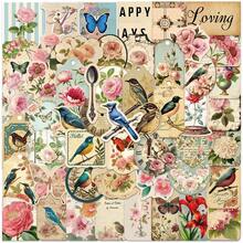 52PCS Vintage Old Newspaper Aesthetic Stickers For Scrapbook Journaling Water Bottles Laptop Scrapbooking Supplies Kit Cottagecore Waterproof Vinyl Junk Journal Stickers For Adults Christmas School Gift Decoration - Pink - View 2