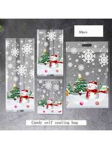 50/100 Piezas Bolsas de Caramelos con Copos de Nieve Navideños - Autocierre, de Pie, Bolsas de Regalo Reutilizables para Hornear, Fiestas y Empaques de Alimentos Navideños - Excelente para Caramelos Navideños y Suministros de Hornear Decoraciones Navideñas Pijamas Navideños Regalos Navideños Decoración Navideña