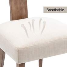 Chairus Linen Dining Room Chairs, Set Of 2, Kitchen Padded Wooden Chairs For Living Room, Bedroom, Side Chairs, Without Armrests (Beige) - 米色 - 查看 5