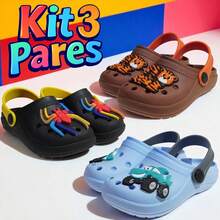 KIT OF 3 PAIRS OF CHILDREN'S SLIPPER SANDALS FOR BOYS - 彩色 - 查看 1