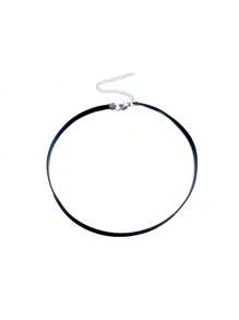 1pc Minimalist Fashion Versatile Dark Punk Sexy Black PU Necklace Choker Collar Necklace, Short Clavicle Chain Neck Decoration Accessory, Suitable For Daily Wear, Non-Fading Metal, Width 0.5CM