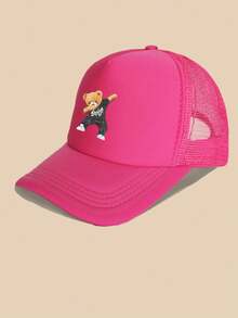 1 pieza Gorra de béisbol con estilo deportivo para hombres, con estampado de oso lindo, ajustable y transpirable de malla, adecuada para deportes al aire libre, golf - Multicolor - Ver 9