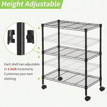 Wire Shelving 32" H X 23W X 13D Storage Shelf With Wheels Adjable 3 Tier Metal Shelves Unit For Small Places Kitchen Storage Rack Shelf Organizer 450Lbs Capacity Black - Black - View 5