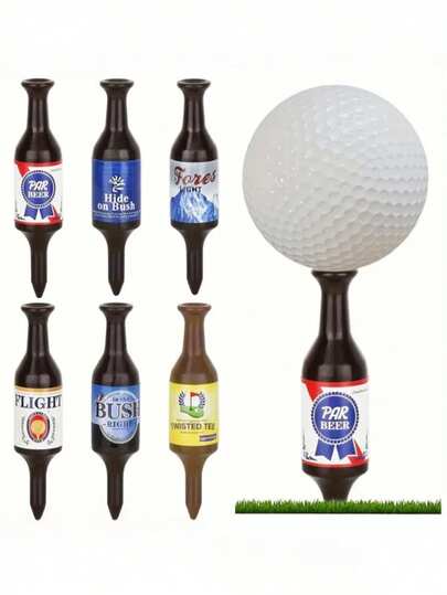 1/6Pcs Beer Bottle Shaped Golf Tees, Virtually Unbreakable & Plastic Golf Tees, Golf Gifts For Men & Women, Novelty Gift For Bachelor/Bachelorette Parties, Exclusive For Golfers